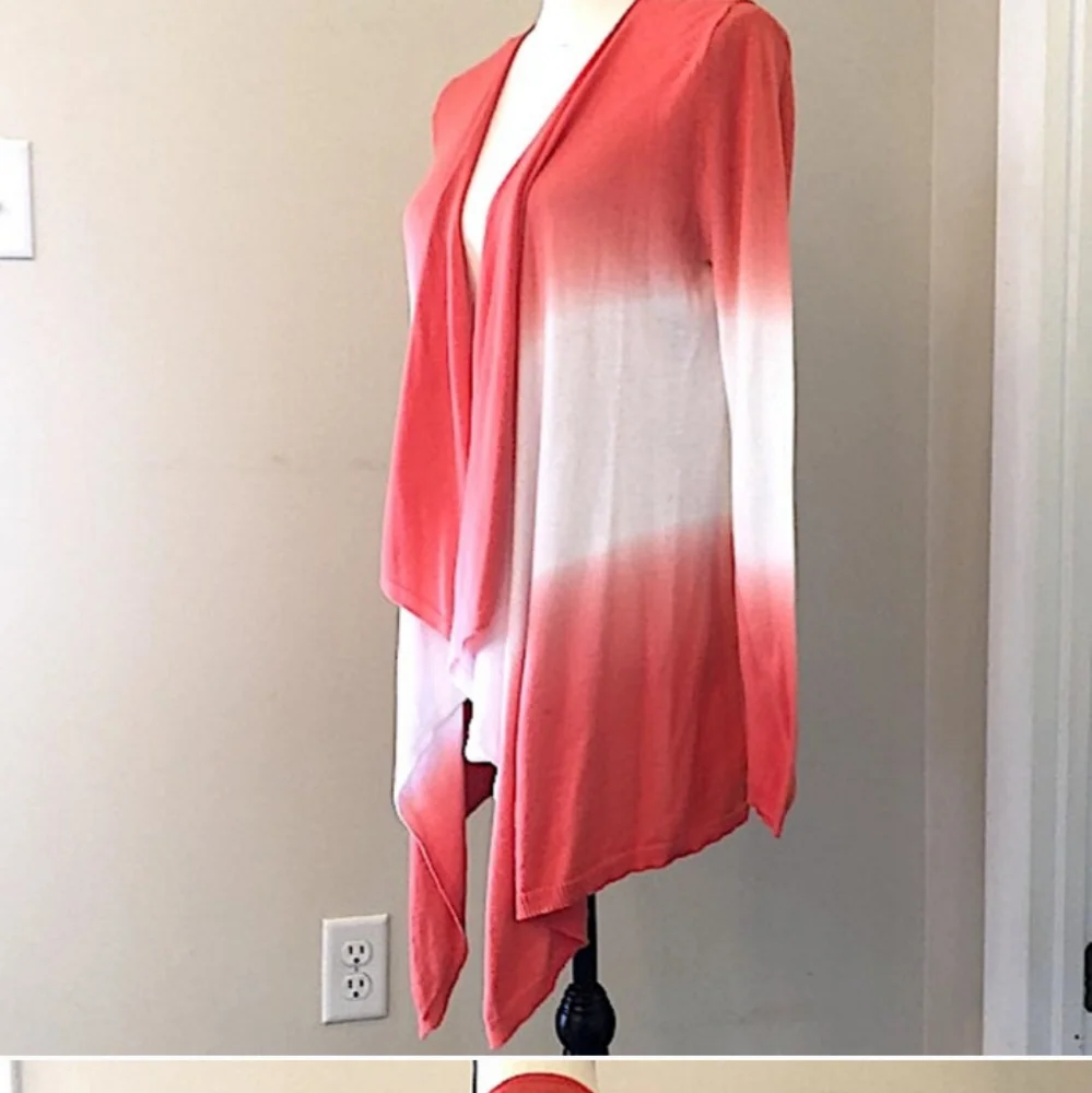 3/$35 Verve orange/white striped flutter front open cardigan - Picture 3 of 8